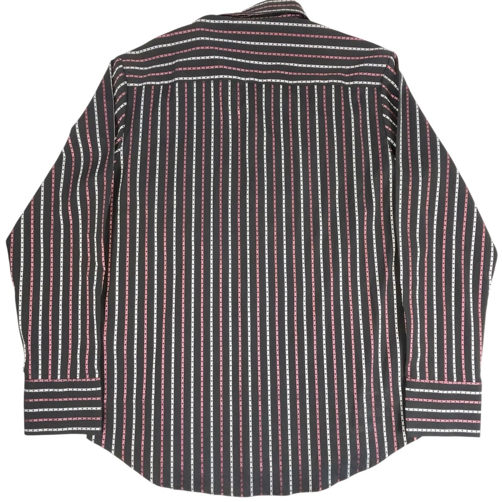 7 Diamonds Mens Black‎ Pink Vertical Striped Button Down Dress Shirt L - Picture 3 of 7